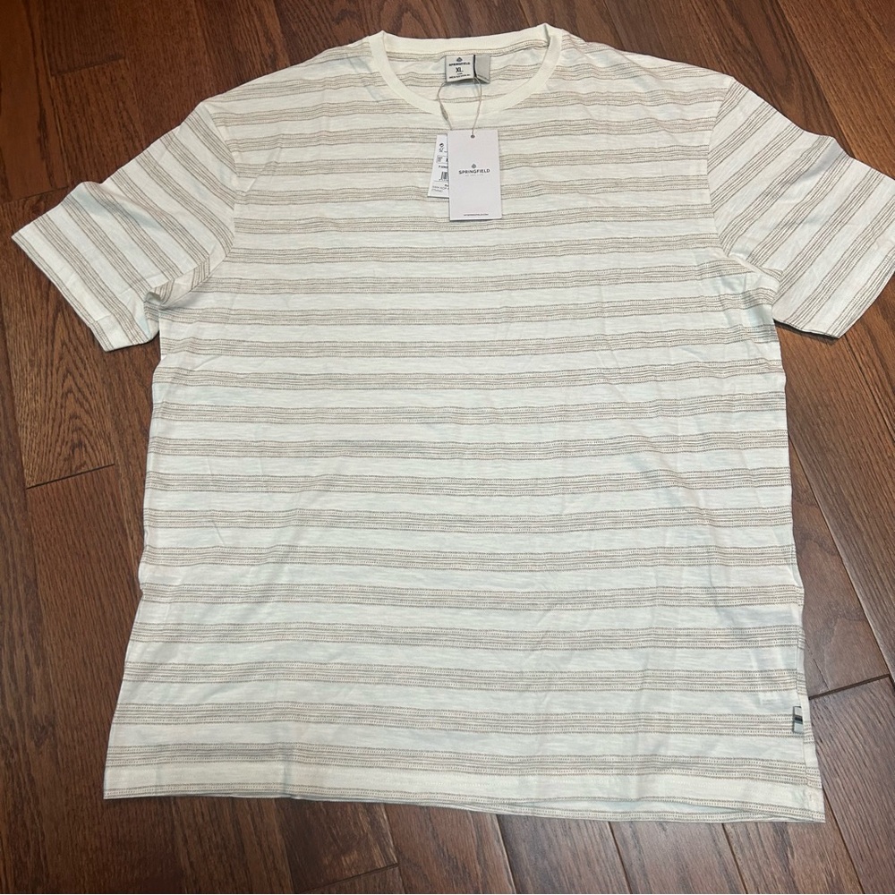 NWT! Springfield Men's Cream Striped Tee - size XL
